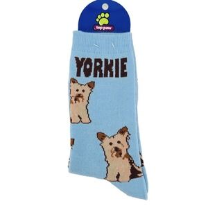 Top Paw Yorkie Dog Breed Socks Women's One Size 6-11 Blue NEW